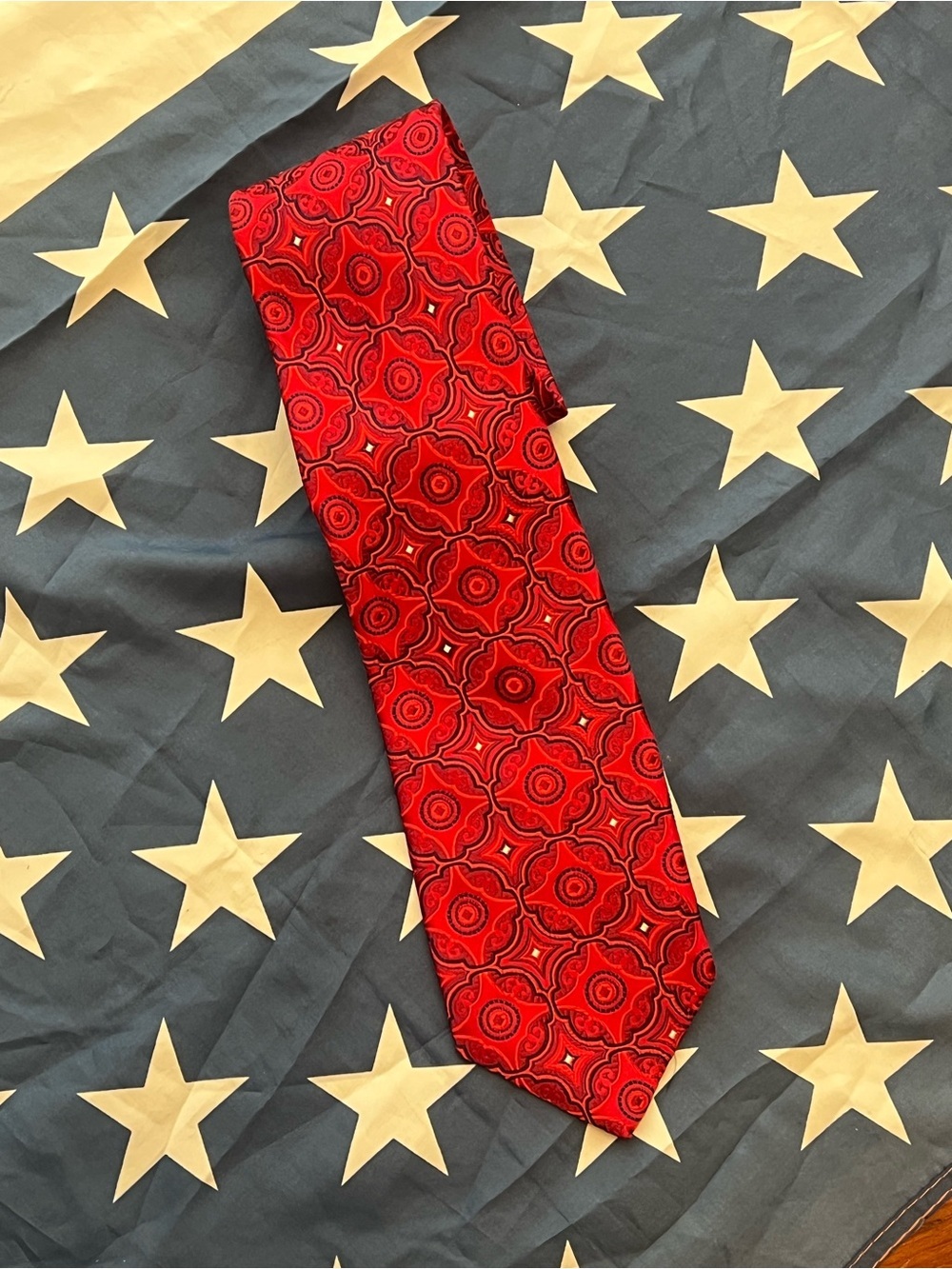 Robert Talbott Carmel Red Floral Medallion Silk- Tie hand sewn